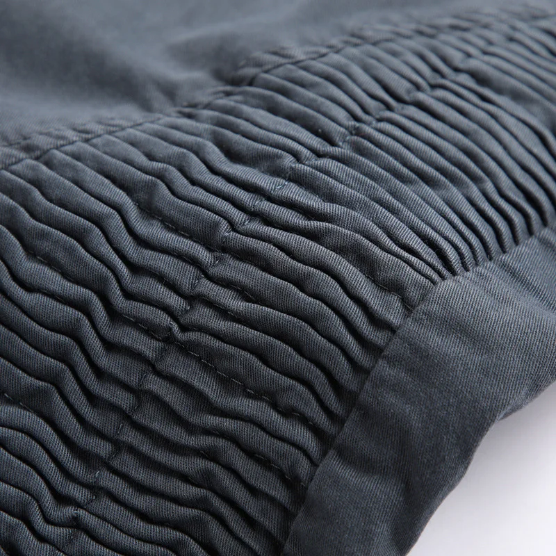 

#7622 Pencil Pants Men Zipper Pleated Hip Hop Pants For Men Elastic Waist Fashion Streetwear Skinny Joggers Mens Track Pants