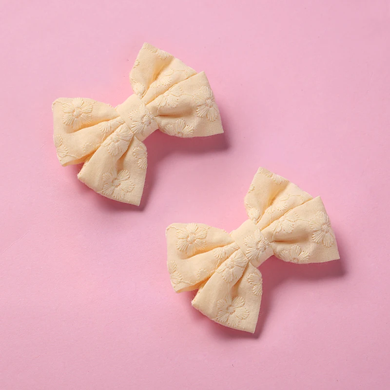 

2Pcs/Lot Fille Ensembles Baby Bows Hair Pins For Kids Cotton Floral Hairclip Spinki Do Wlosow Girls Haar Spelden Hair Accessorie