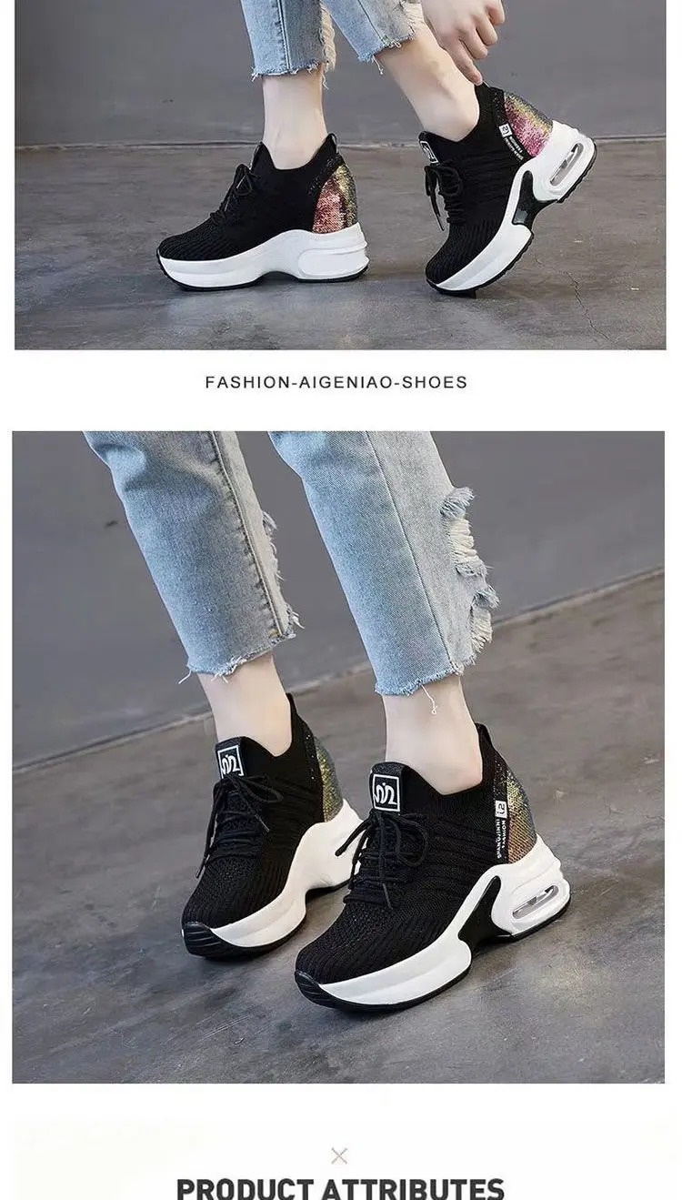 

Summer Fashion Sports Shoes Casual Shoes Heighten Breathable Comfortable Lacing Deep Mouth Round Head Shoes for Women Sneakers