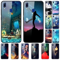 case for vivo y95 back phone cover black tpu silicone bumper with tempered glass series 3