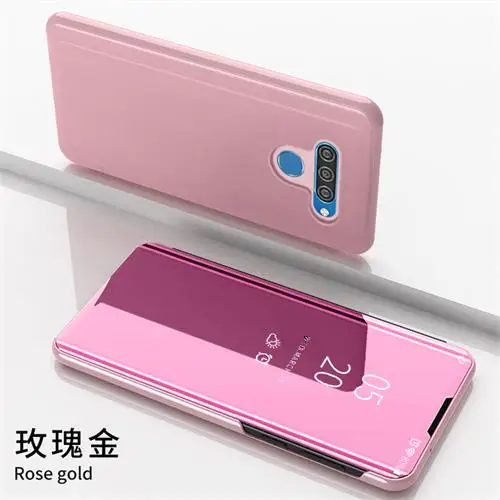 Pink Противоударный чехол для LG Q60 роскошное умное зеркало откидная крышка на LG K50 Fundas на LG K12 Prime Coque LG K12 Max - Цвет: Pink