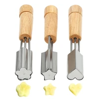 3pcsset stainless steel fruit cutter baking cookie cutter with handle for cakes biscuits fruit kitchen baking tools