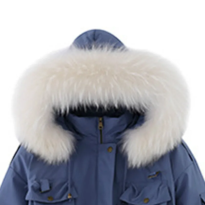 

Fashion tooling fox fur cotton jacket women's mid-length winter thickening European and American style padded jacket tide