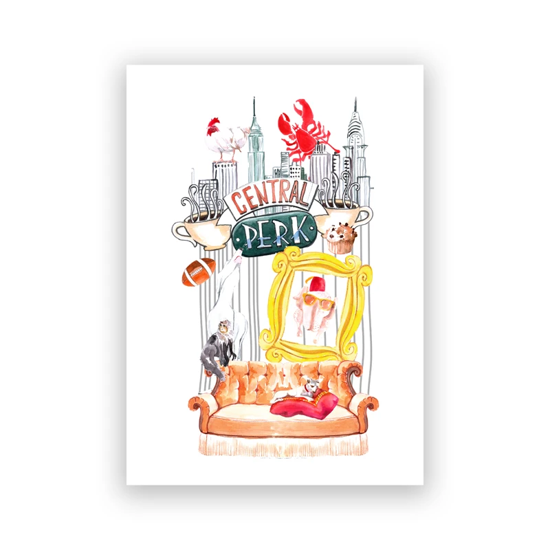 

Friends TV Show Poster Prints Central Perk Watercolor Art Canvas Painting Friend Sublimation Designs Picture Home Wall Art Decor