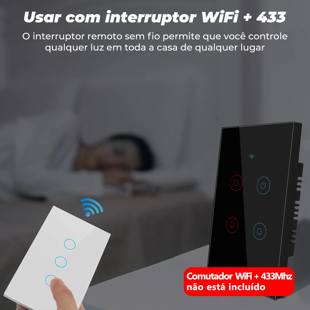 SMATRUL Brazil US 1/2/3 Gang Touch Wireless Switch Light RF 433Mhz Remote Control Smart Home Tempered Glass On Off Lamp ASK |