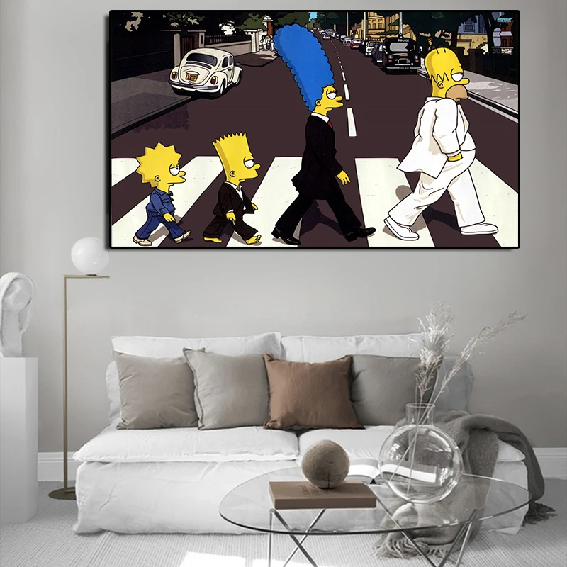 Современное изображение Simpsoning Abbey Road Барт Гомер Мардж холст настенная живопись