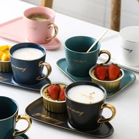european luxurious ceramic office coffee cup and saucer set milk tea mugs cappuccino cup strawberry milk tasse expresso bebidas