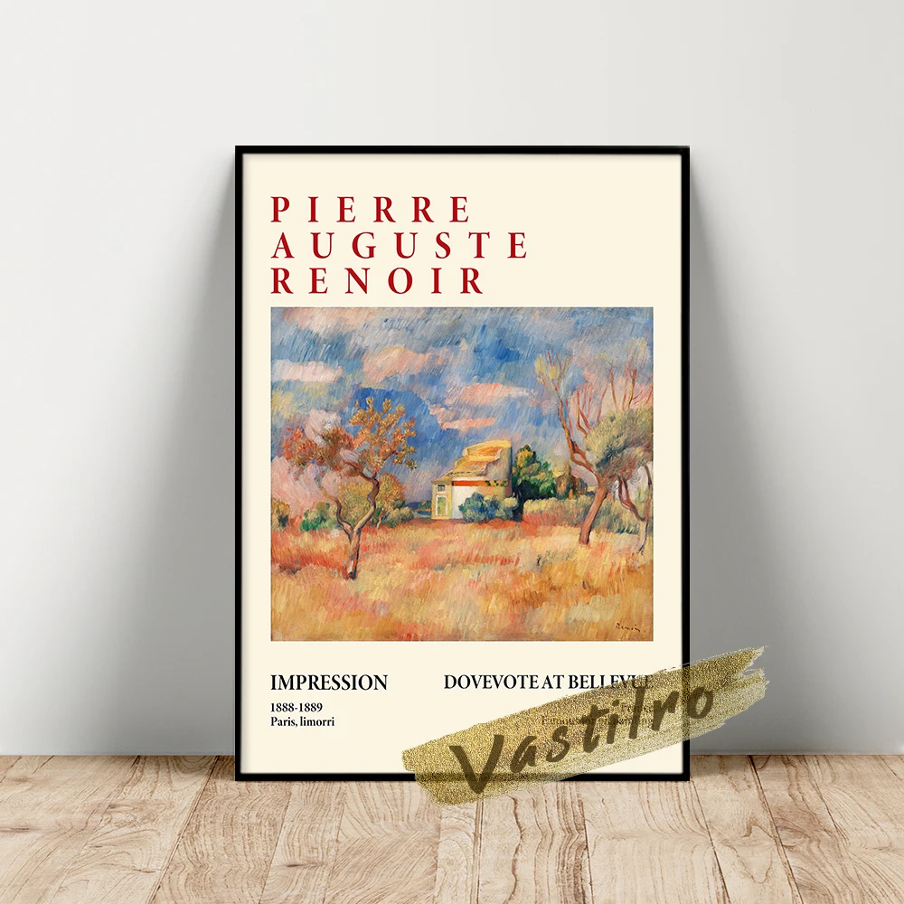 

Pierre-Auguste Renoir Exhibition Poster, Dovecote At Bellevue Oil Painting, Renoir Still Life Wall Art, Vintage Landscape Prints