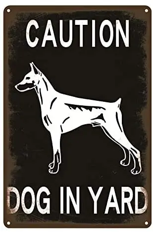 

FOEMXIEN Caution Dog in Yard;Tin Sign Wall Retro Metal Bar Pub Poster Metal 11.87.9in