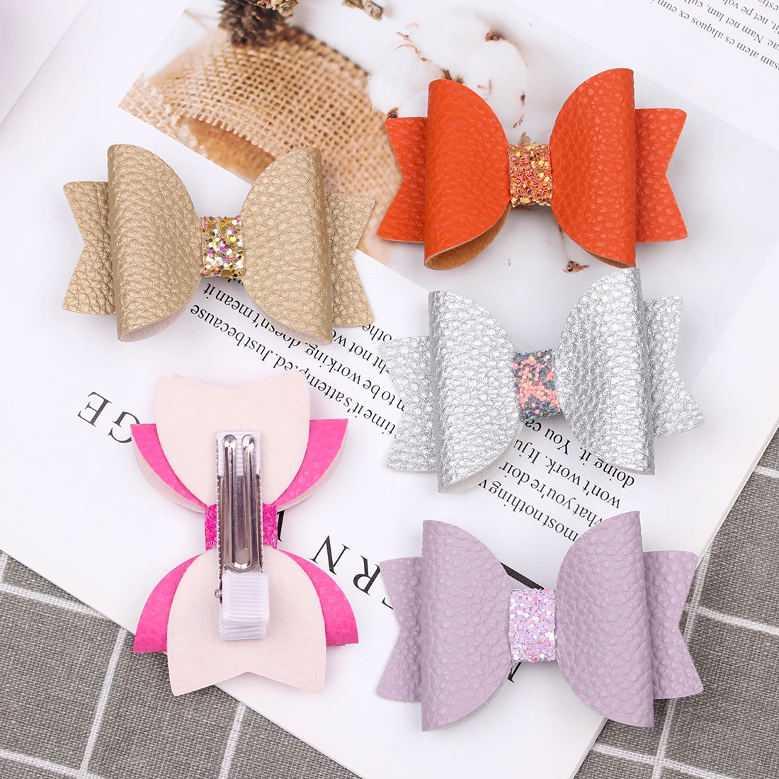 12 шт./компл. милые детские заколки пряжки для девочек с бантом из искусственной