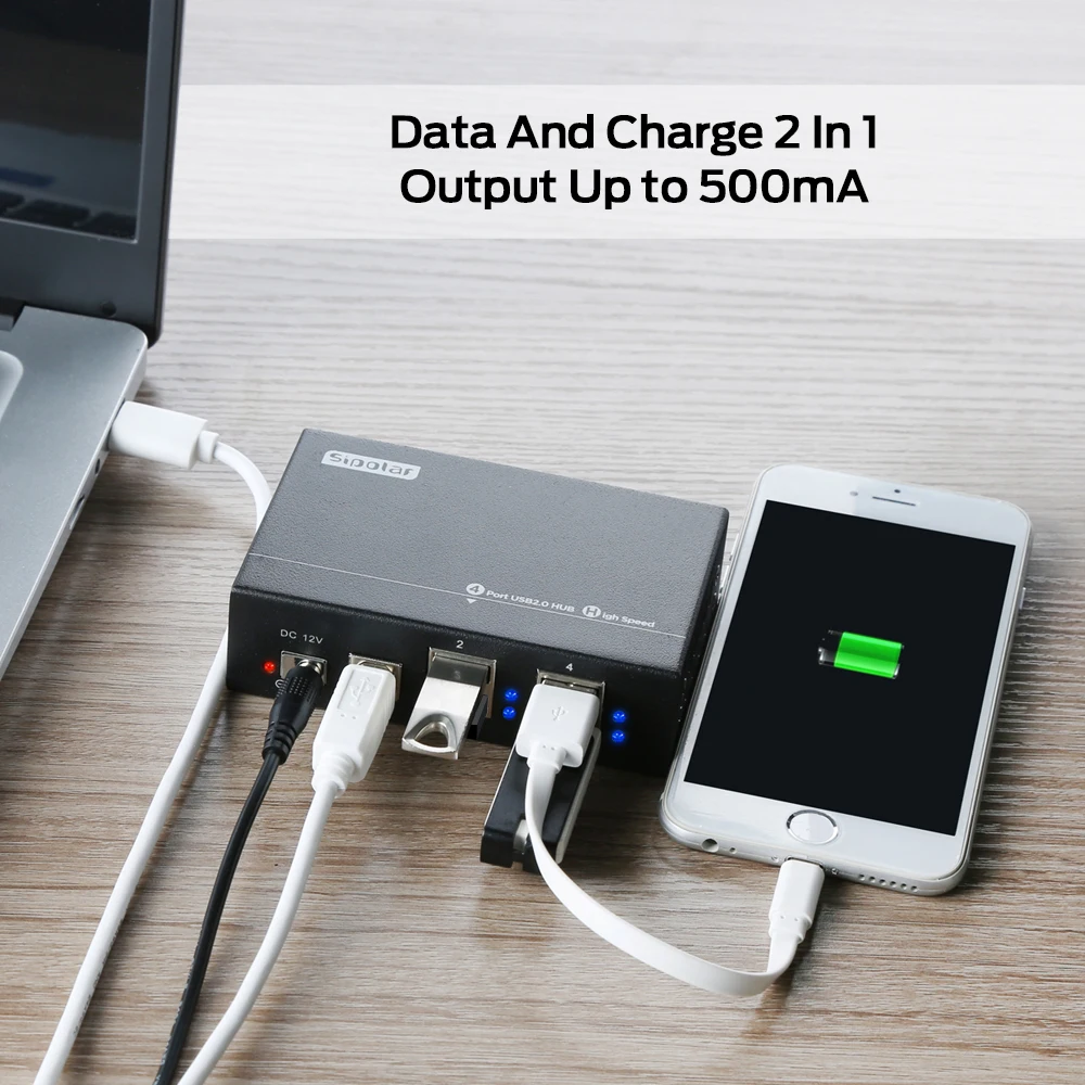 Sipolar A-142 4-портовый промышленный металлический концентратор Mini USB 2.0 с настенным