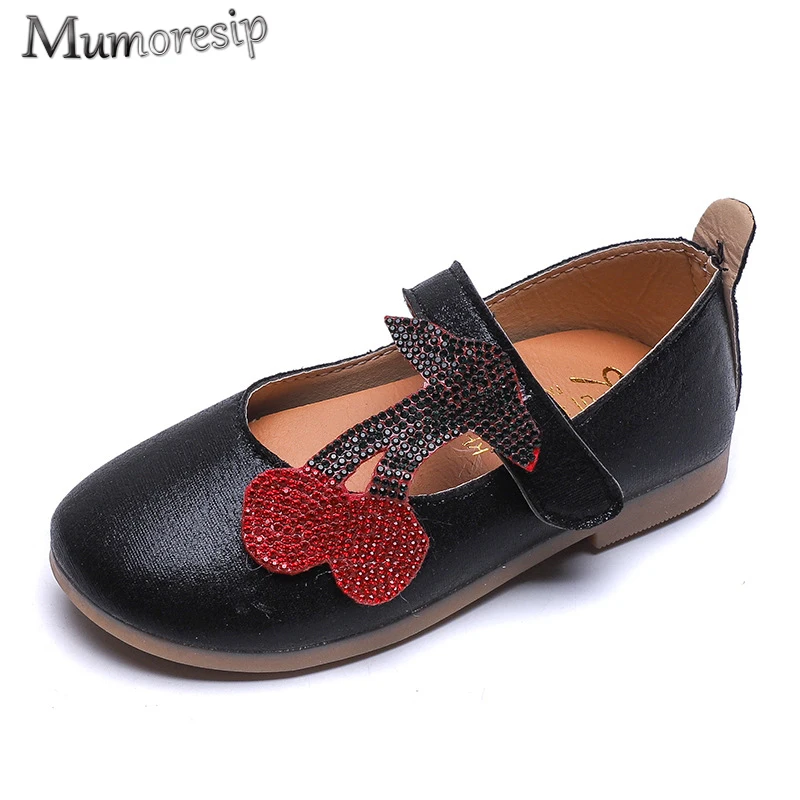 Малышей обувь для девочек Принцесса вишня с кристаллами шикарное Туфли без