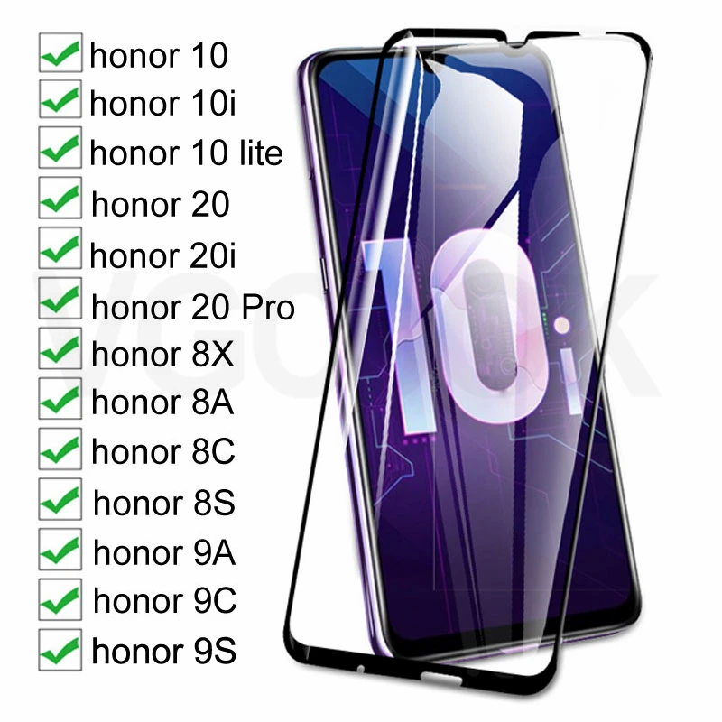 Защитное стекло закаленное для Huawei honor 10 Lite 20 Pro 10i 20i 8X 8A 8C 8S 9A 9C 9S|Защитные стёкла и