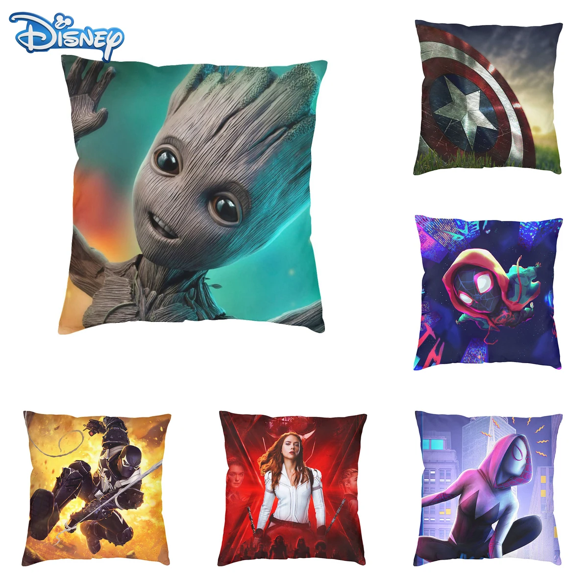 

Marvel Series Hero Character Print Pillowcase Disney Spiderman Groot Ant Iron Man Hulk The Avengers sofa Decorative Pillow Case