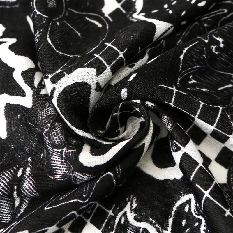 

Luxury Autumn ethnic style Print silk Scarves 2020 winter quality Cotton and Linen Scarf lady new beach Sunscreen black Shawls
