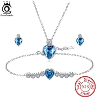 orsa jewels 925 sterling silver classic blue 5aaustria crystal heart pendants necklace retro womens necklace jewelry swn16