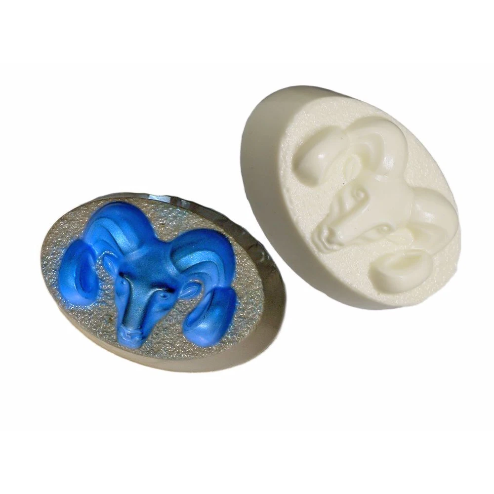 

Ram Silicone Mold Embossed Horns to Make Plaster Aroma Candle Mould Goat Head
