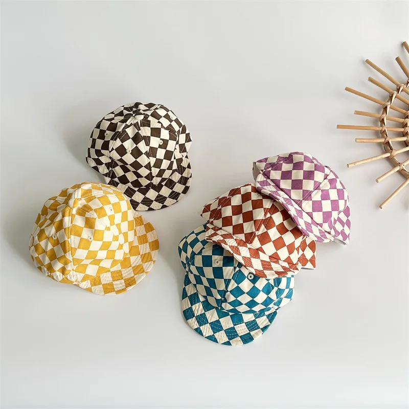 

Детская шапка 9832A, модная Шахматная Кепка с мягкими краями, детская бейсболка с затенением от солнца, шапка для маленьких мальчиков и девоче...