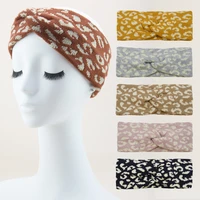 fashion winter warmer knitted hairband turban girl women leopard cross knotted bow headband woolen elastics hair accessories