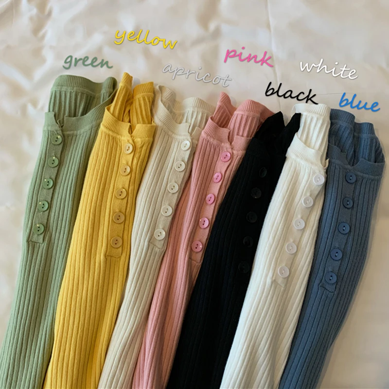 

2021 Knitted Women Button Sweater Pullovers spring Autumn Basic Women highneck Sweaters Pullover Slim female High Quality Top
