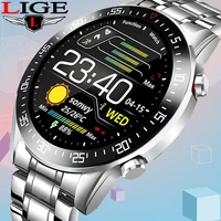 lige luxury brand mens watches 2020 new steel band fitness watch heart rate blood pressure activity tracker smart watch for men