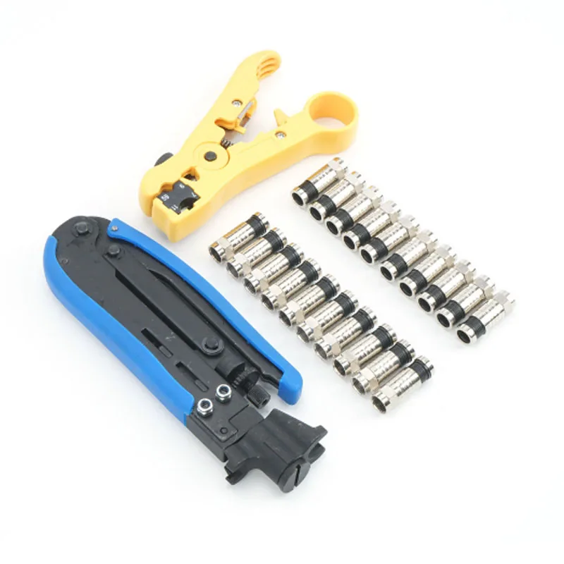 

Coaxial cable extrusion clamp RG6 / 59/11 cable TV crimping clamp stripper combination tool set