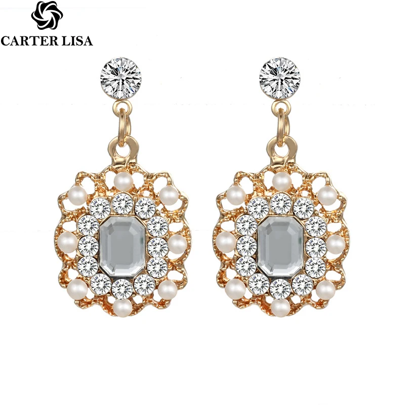 CARTER LISA модные роскошные эмалированные квадратные висячие серьги со стразами и