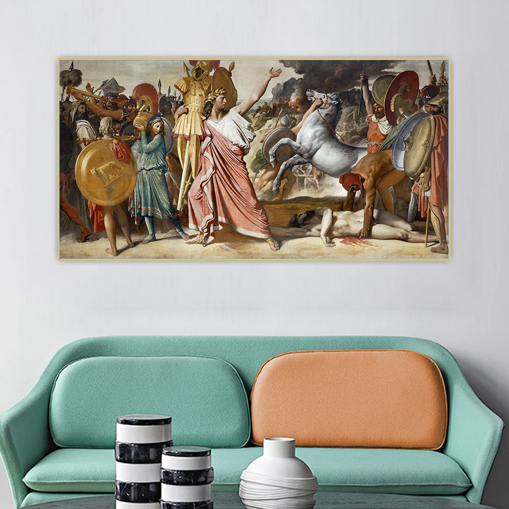 

Holover Canvas Oil Painting Ingres"Romulus' Victory Over Acron"Western Art Decor Poster Aesthetic Wall Paintings Home Decoration