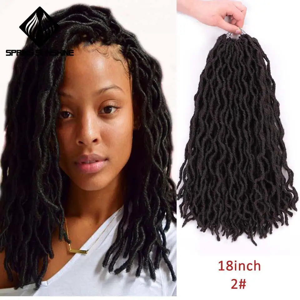 Весна солнце 12 18 дюймов Nu Locs Ombre Faux Locs Curly плетение волос Синтетические крючком косы волос