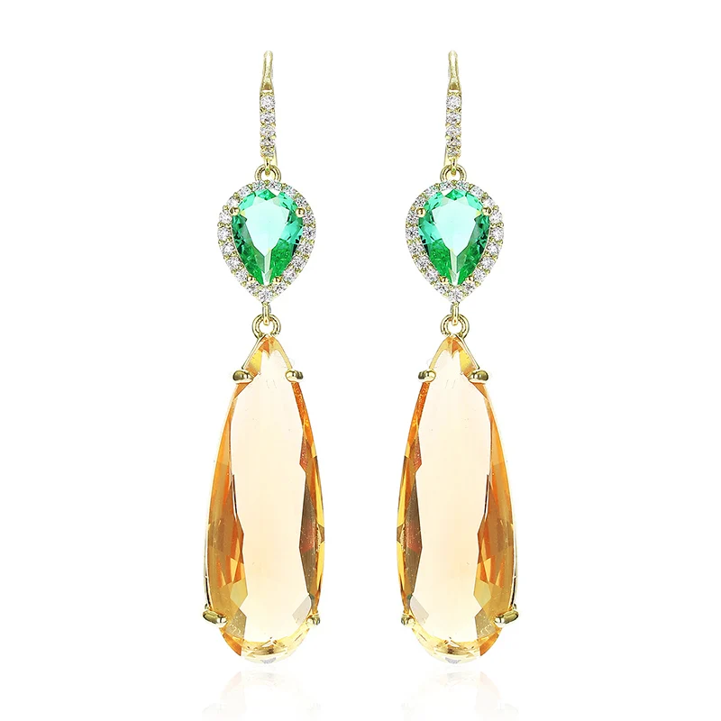 Очень девушка 50 мм в форме капли серьги персонализированные зеленые со стразами