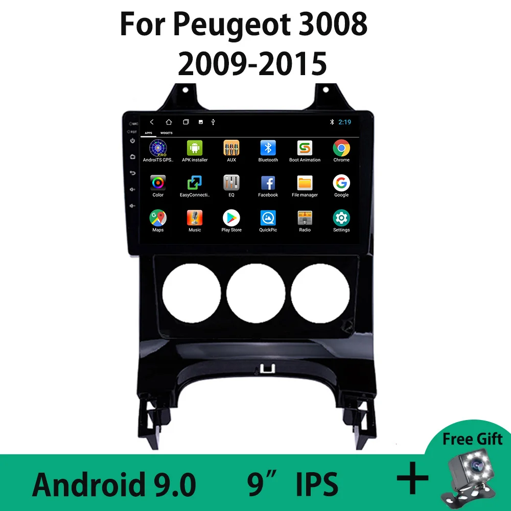

Android 9.0 Car GPS Navigation Player Auto Radio For Peugeot 3008 2009-2015 Support Steering Wheel Controls Carplay OBDII USB BT
