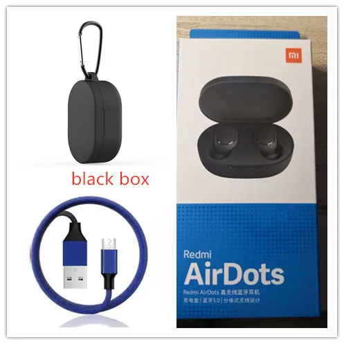 black box Xiaomi Redmi Airdots Xiaomi беспроводные наушники Голосовое управление Bluetooth 5,0 шумоподавление управление - Цвет: black box