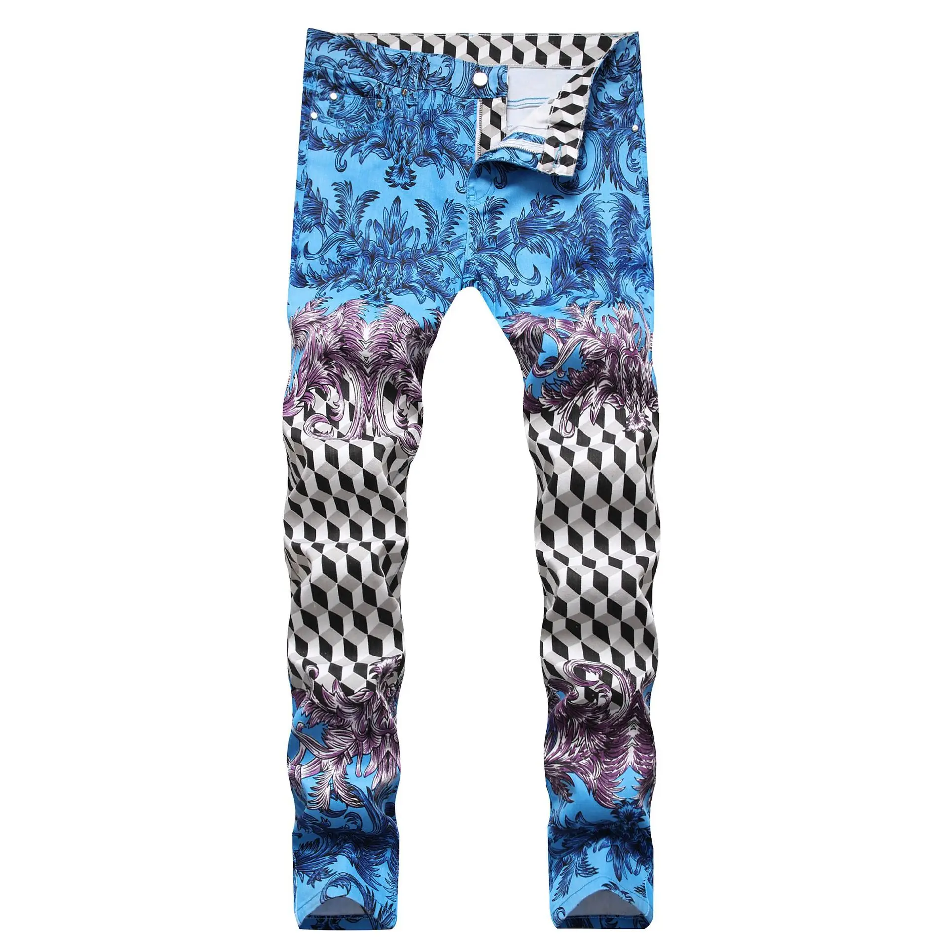 

Jeans Para Hombre New Men Trousers Broek Printed Designer Jeans Men Straight Tejano Hombre Slim Pentalon Homme Casual Pants