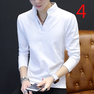 

2019 new men's bottoming shirt men's white Korean trend long-sleeved t-shirt sweater