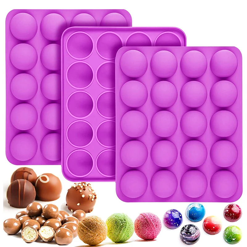 

20 Cavity Semi Sphere Silicone Mold Round Shape Half Ball Mold For Cocoa Bombs Chocolate Ball Cake Jelly Pudding Cake Decoration