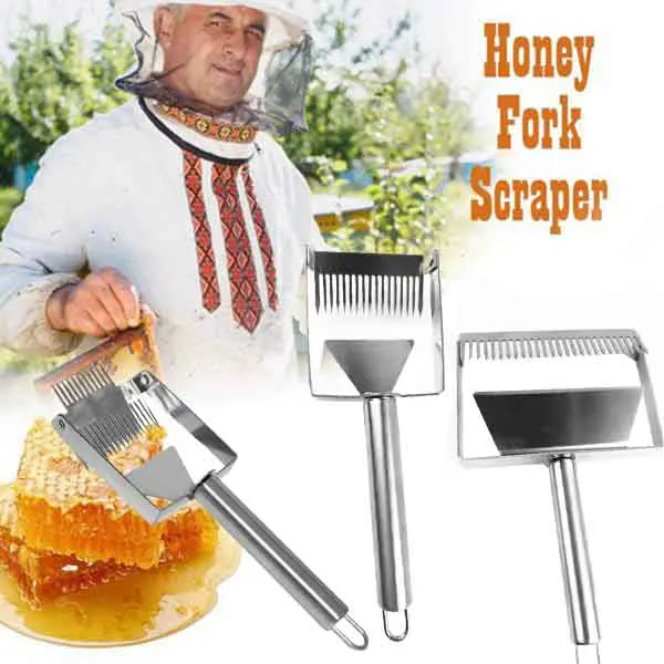 

Stainless Steel Double/Single-Tooth Cutting Honey Fork Scraping Honey Spatula Scraper Beehive Nest Beekeeping Tool,3 Pcs