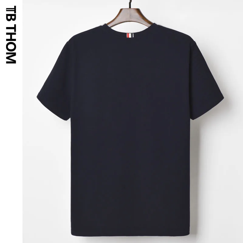 

TB THOM 2021 men's contrast color o-neck short sleeve t-shirts panelled summer causal tees men cotton fashion t-shirts youth