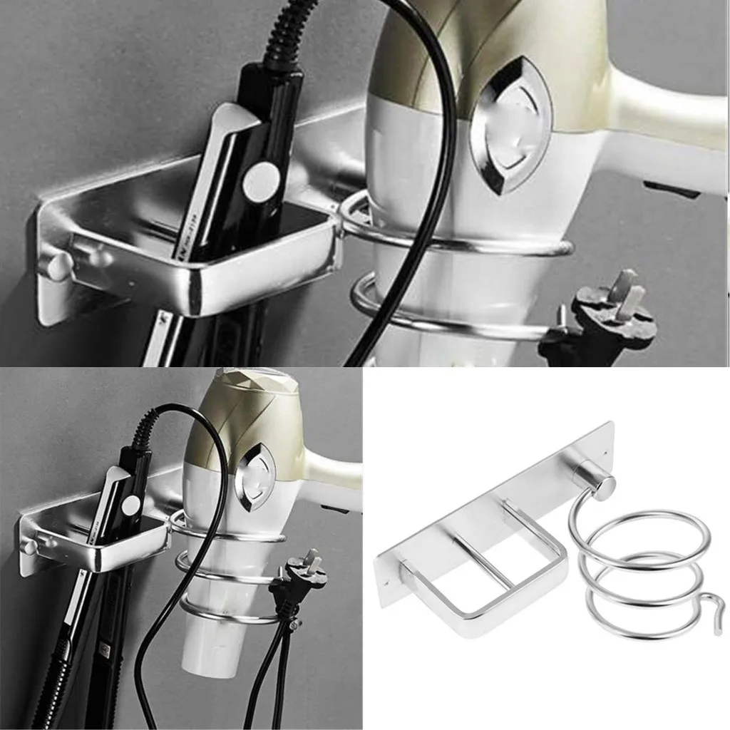 

304 Metal Hair Dryer Wall Holder Cupboard Straighteners Storage Stand Rack Household Storage Racks Accessories For Bathroom