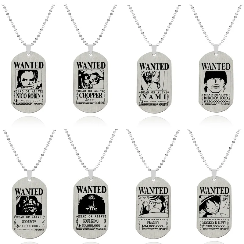 

Hot Anime Jewelry Cartoon Pendants Necklaces Lufy Military Brand Pendants Fashion Cosplay Accessories Jewelry Christmas Gift