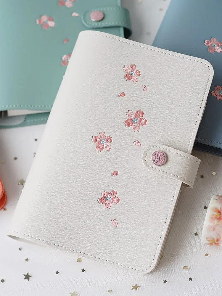 

Кавайный блокнот в горошек, 2021, A5, A6, из искусственной кожи, школьные и офисные канцтовары, пустая линия, сетка, точки, планировщик, 6 отверстий, спиральное кольцо