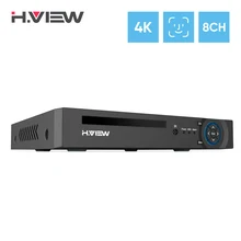 H.View 4K 8Ch Poe Nvr 8Mp Cctv Security System Face Detection H.265 Network Surveillance Audio Video Recorder For Ip Camera