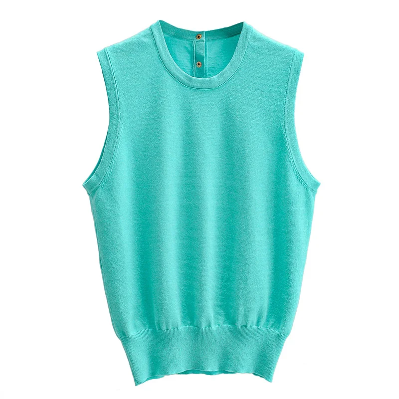 

JC·KILIG 2021 New Women's Fashion Button Trim Knitted Vest S3199