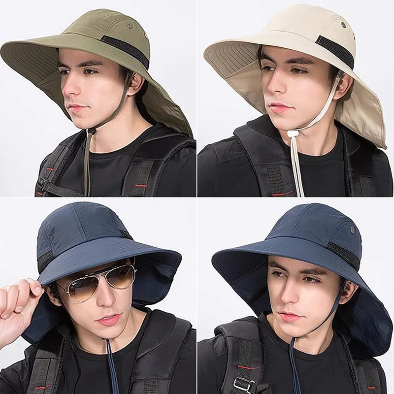 

UV Protection Flap Cap Wide Brim Water Resistant Lightweight Neck Cover Sun Hat Camping Fishing Accessories