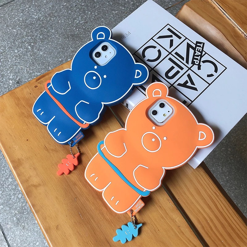 

3D Cartoon Cute Bear Phone Case 360 Full Back Cover For iPhone 12 Mini 11 Pro Max XS MAX X XR 8 7 6 Plus SE 2020 Soft Tpu Coque