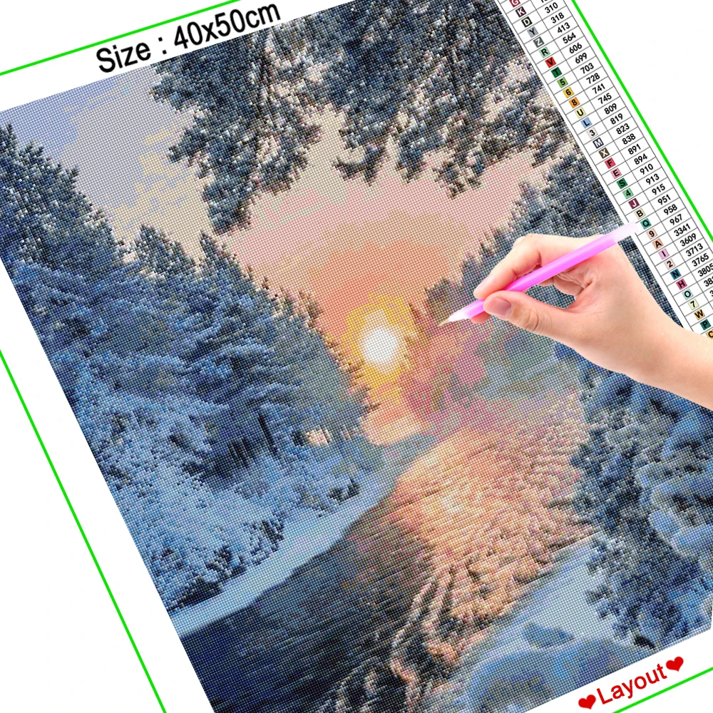 HOMFUN 3D Алмазная картина "снег закат" DIY Полный Стразы Дрель наборы вышивки крестом квадратная круглая Алмазная вышивка A27225