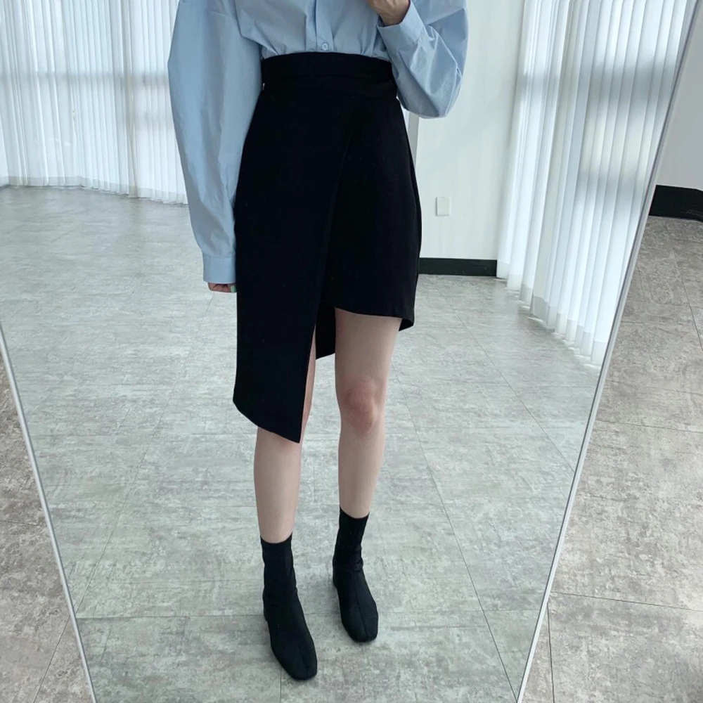 

Office Lady Skirt Fashion Temperament Casual Elegant Popular Simple Thin Designer Solid Color High Waist Irregular
