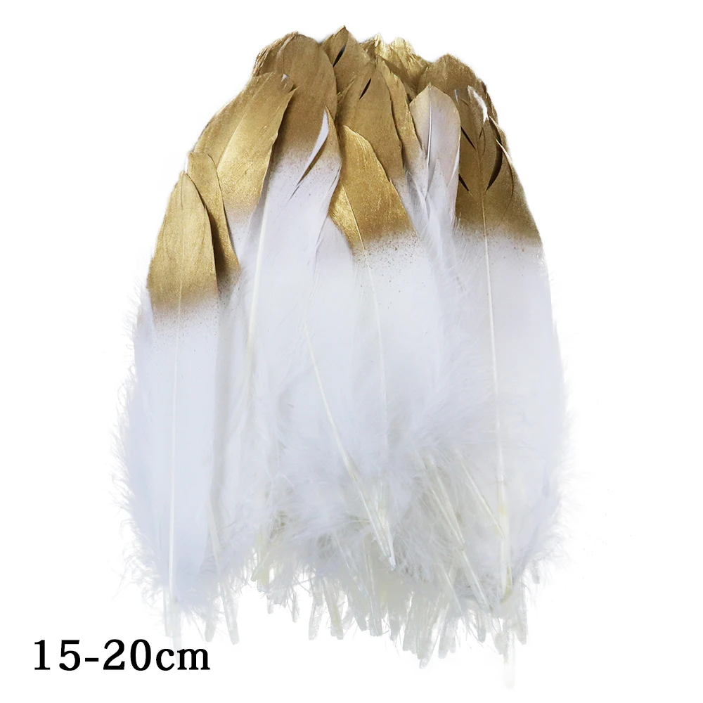 

10pcs/lot Beautiful Gold Natural Feathers Goose/Turkey Feathers Wholesale for Wedding Decoration Crafts Diy Handiwork Accessorie