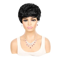 louise hair womens short curly wig synthetic hair full wig for black women curly with bangs short wig