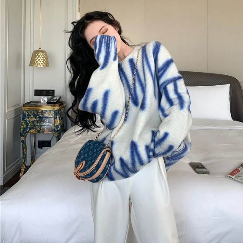 2021 Новинка весны женские пуловеры уличный сверхразмерный с рисунком тучки