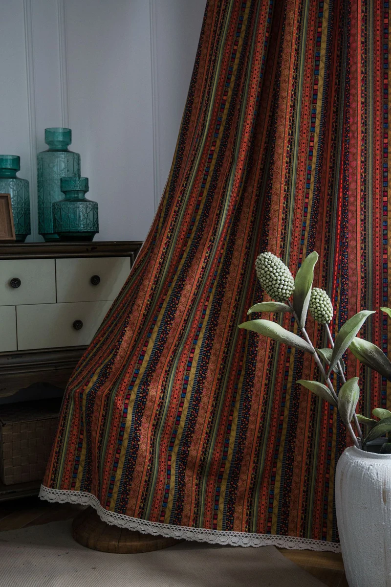 

Bohemian Curtains For Living Room Blackout Bedroom Window Treatment Drapes Cotton Linen Country Style Curtains Decorurtains Trea